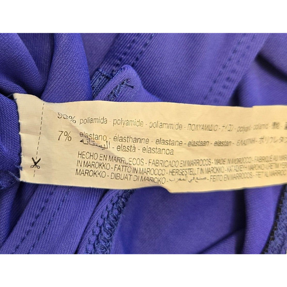 Zara Womens Strapless Bodysuit One Piece Small Cobalt Blue Ruched Sexy Beach - Picture 6 of 8